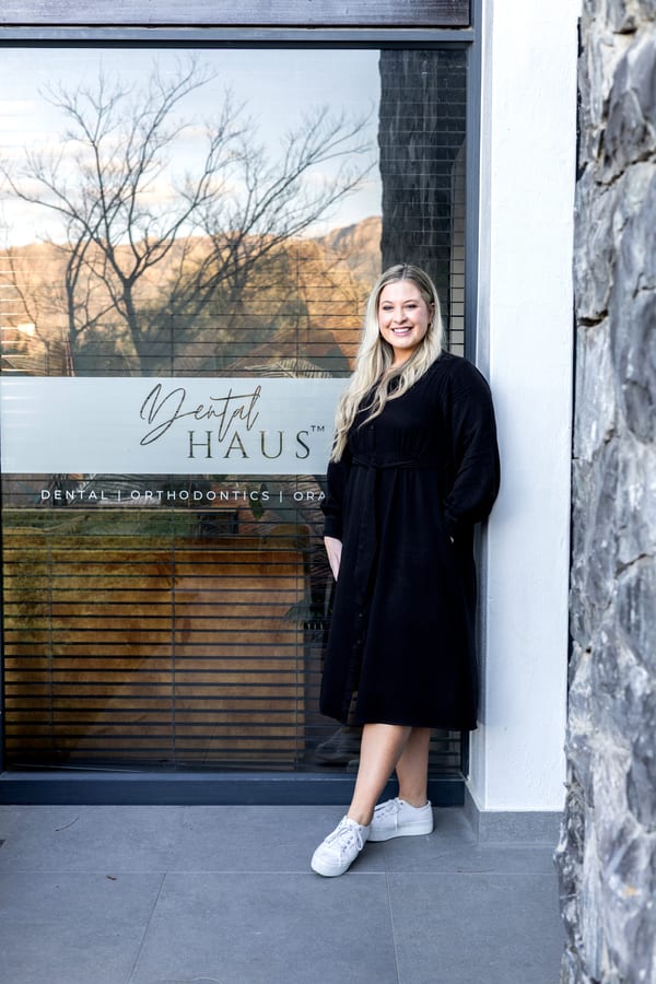 Dr Shanné Maree at the entrance to Dental Haus