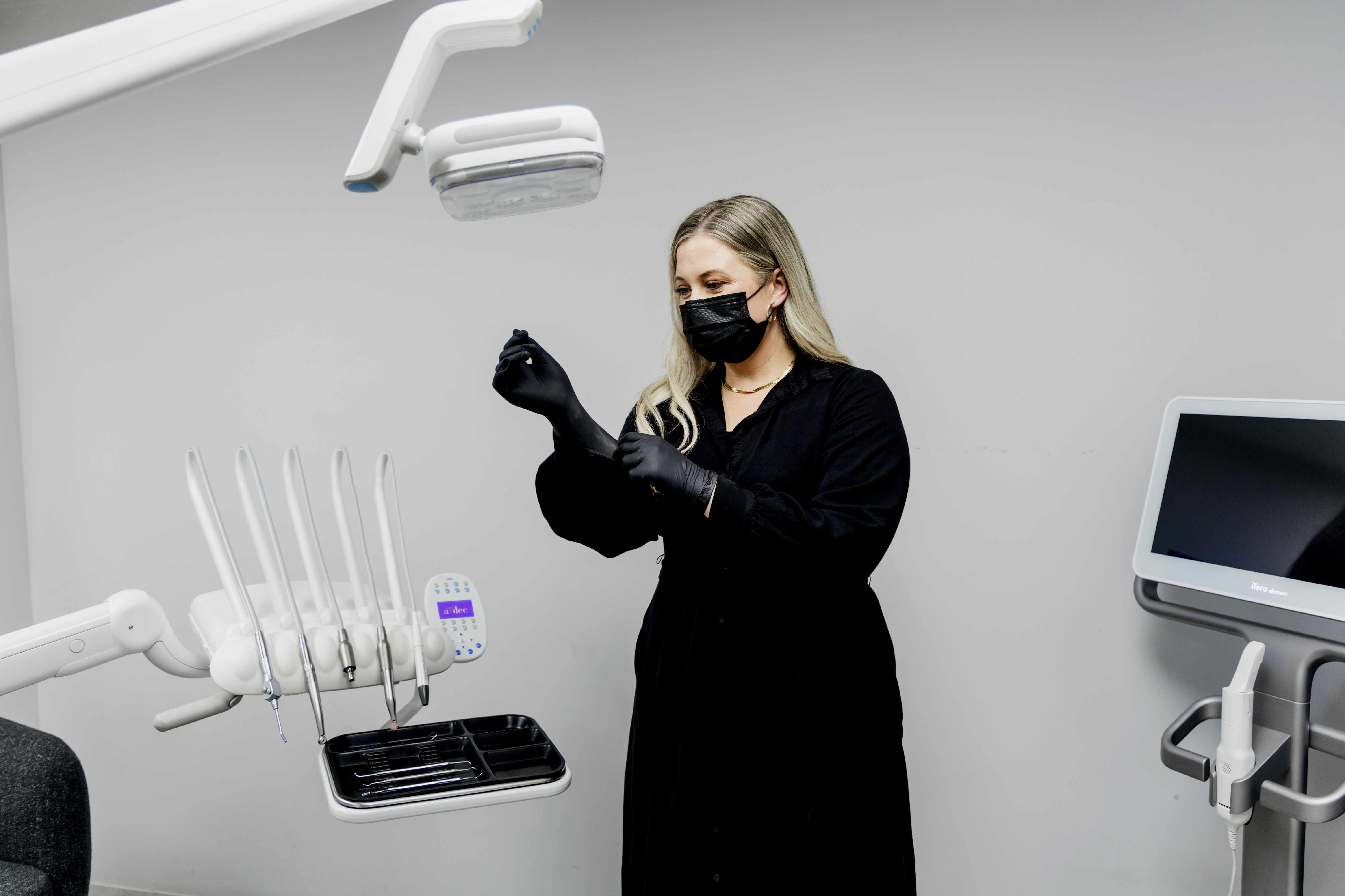 Clinician preparing in the treatment room